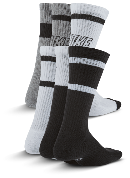 Nike GFX 6 Pack Crew Socks - Grey/Black/White - Image 2