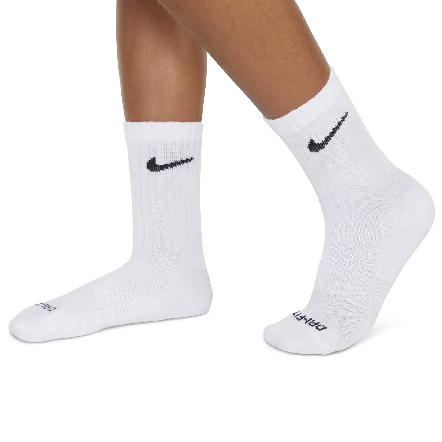 Nike 6 Pack Dri-FIT Performance Basic Crew Socks 童款 - White/Black - Image 3