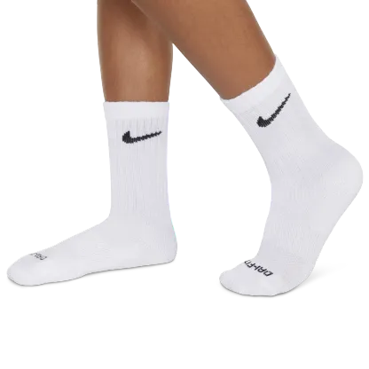 Nike 6 Pack Dri-FIT Performance Basic Crew Socks 童款 - White/Black - Image 3