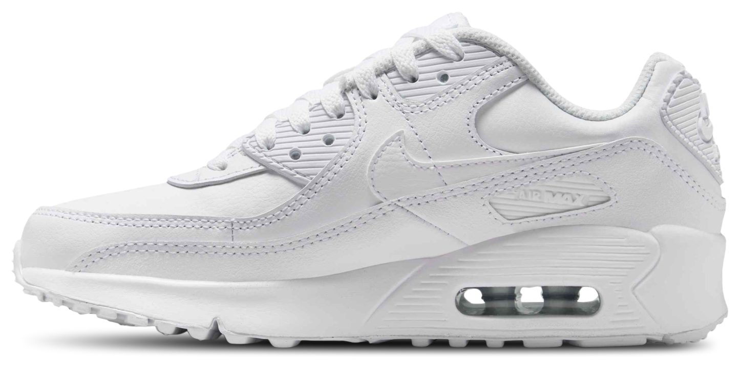 Nike Air Max 90 童款 - White/White/Metallic Silver - Image 2