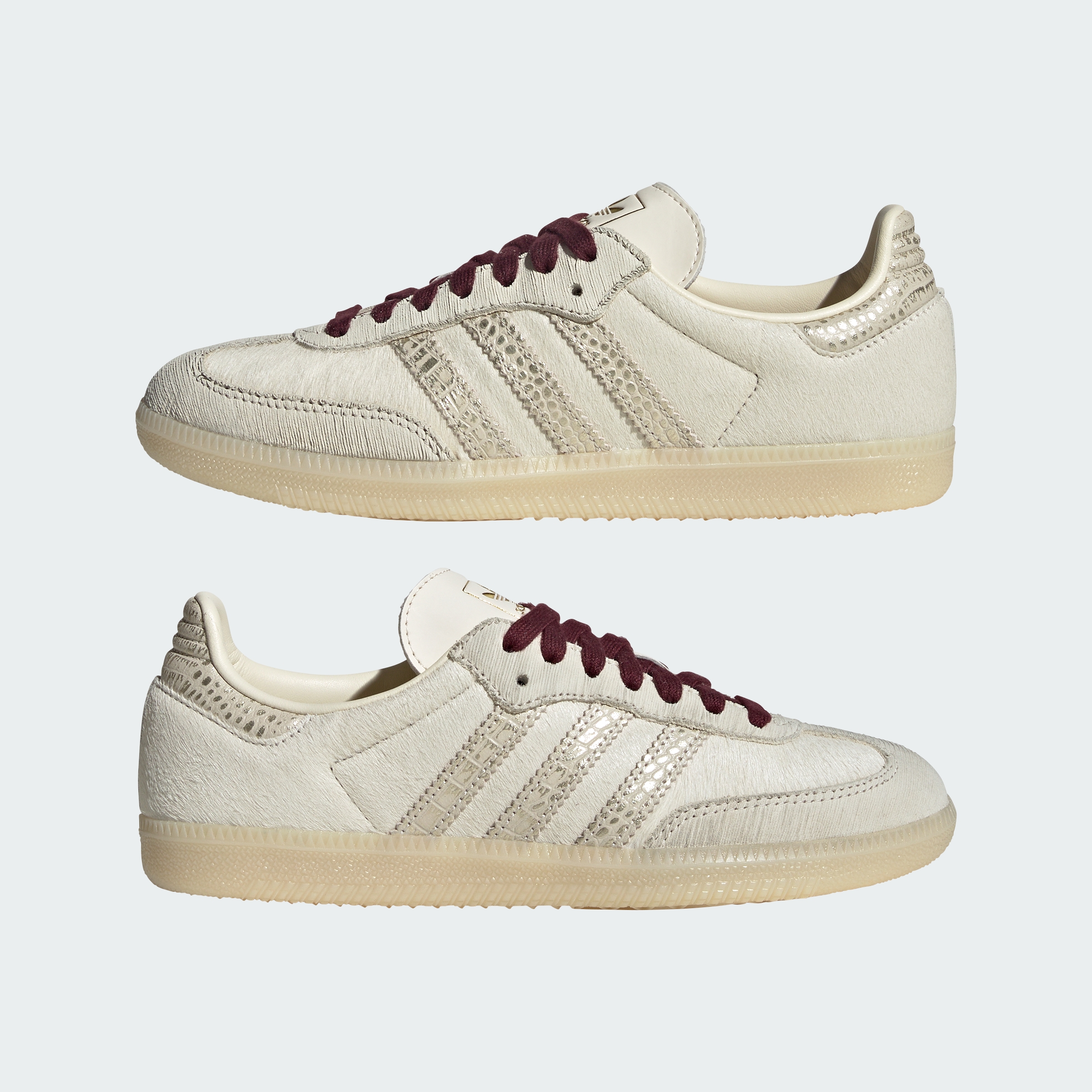 adidas SAMBA OG SHOES - Cream White / Cream White / Maroon - View 8