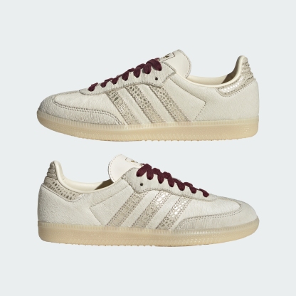adidas SAMBA OG SHOES - Cream White / Cream White / Maroon - View 8