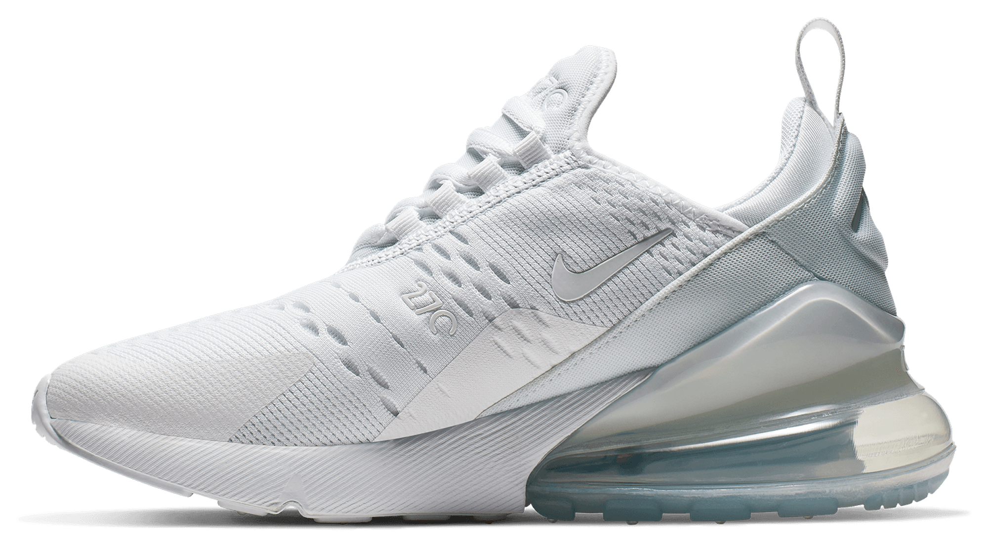 Nike Air Max 270 童款 - White/White/Metallic Silver - Image 2