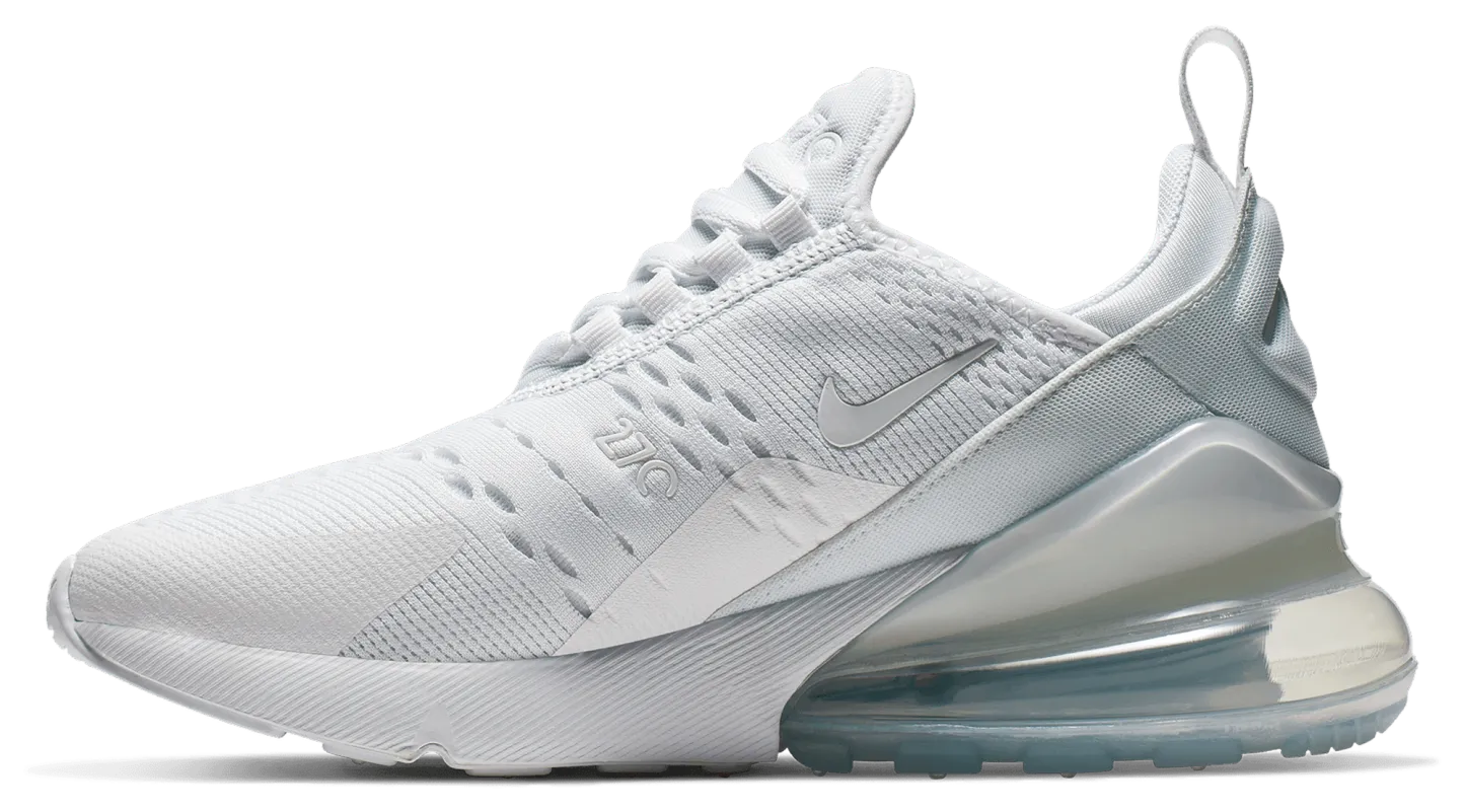 Nike Air Max 270 童款 - White/White/Metallic Silver - Image 2