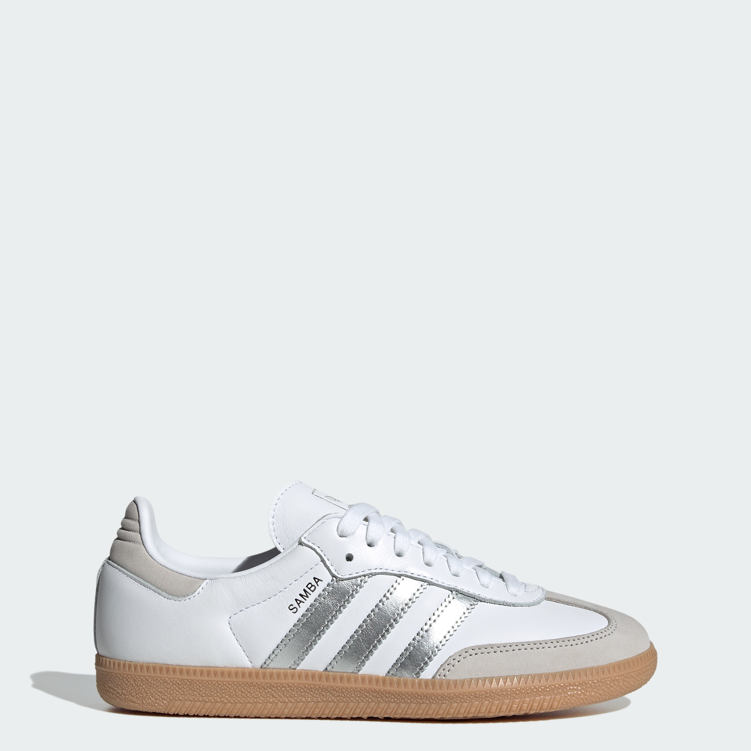 adidas Samba OG Shoes - Cloud White / Silver Metallic / Grey One - View 1