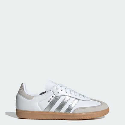 adidas Samba OG Shoes - Cloud White / Silver Metallic / Grey One - View 1