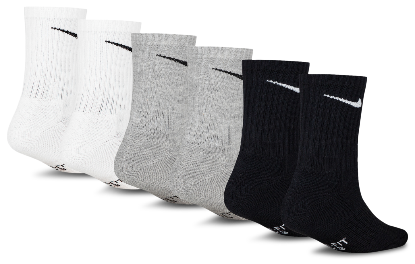 Nike 6 Pack Dri-FIT Performance Basic Crew Socks 童款 - Dark Grey Heather/Black - Image 2