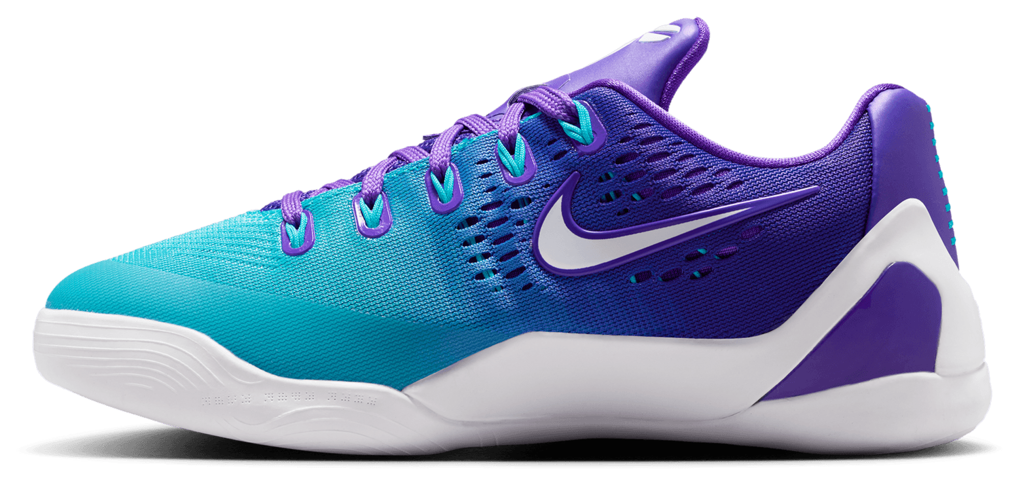 Nike Kobe IX Low EM 童款 - White/Blue Lagoon/Fierce Purple - Image 2