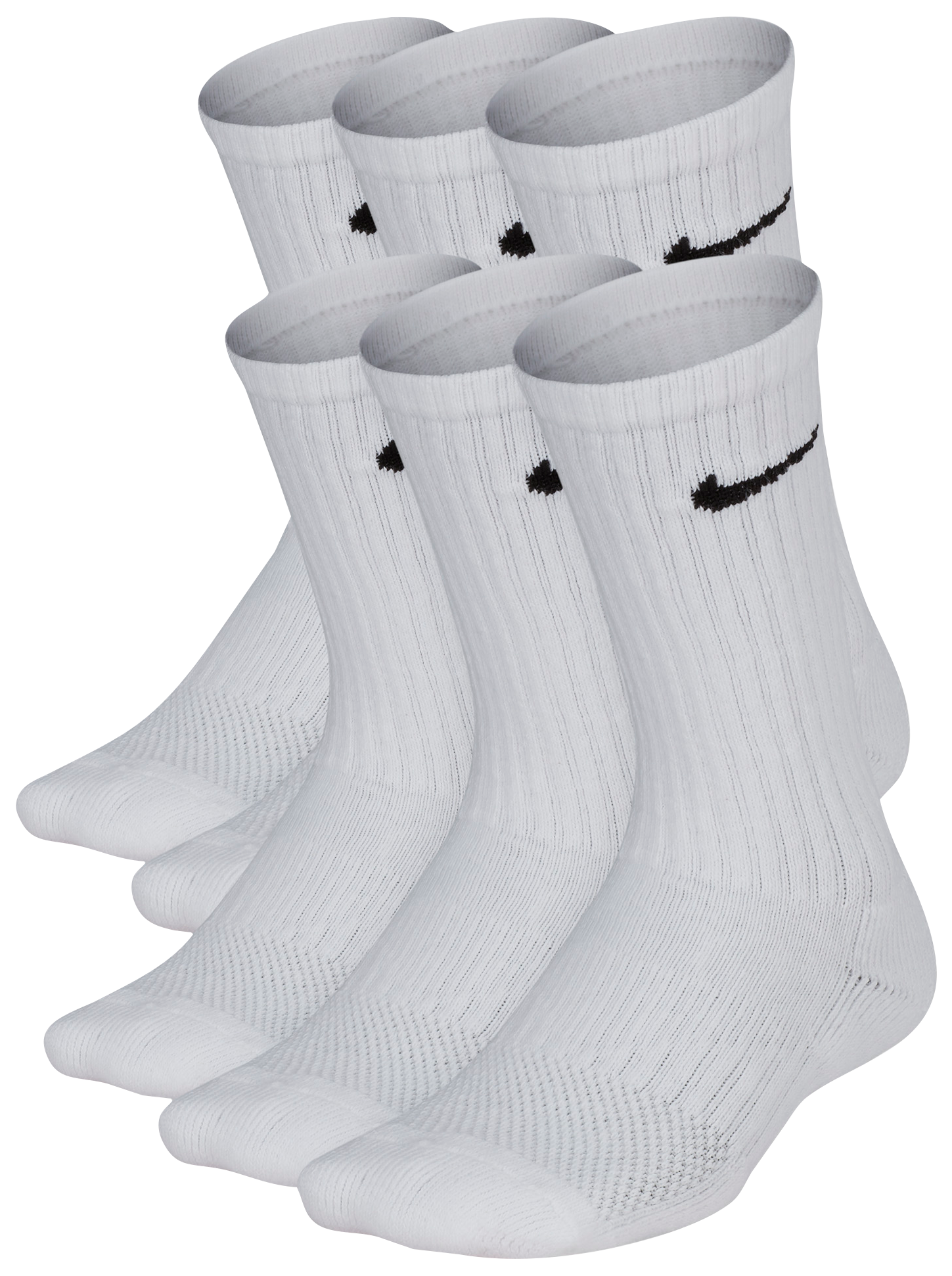Nike 6 Pack Cushioned Crew Socks 童款 - White/Black - Image 2