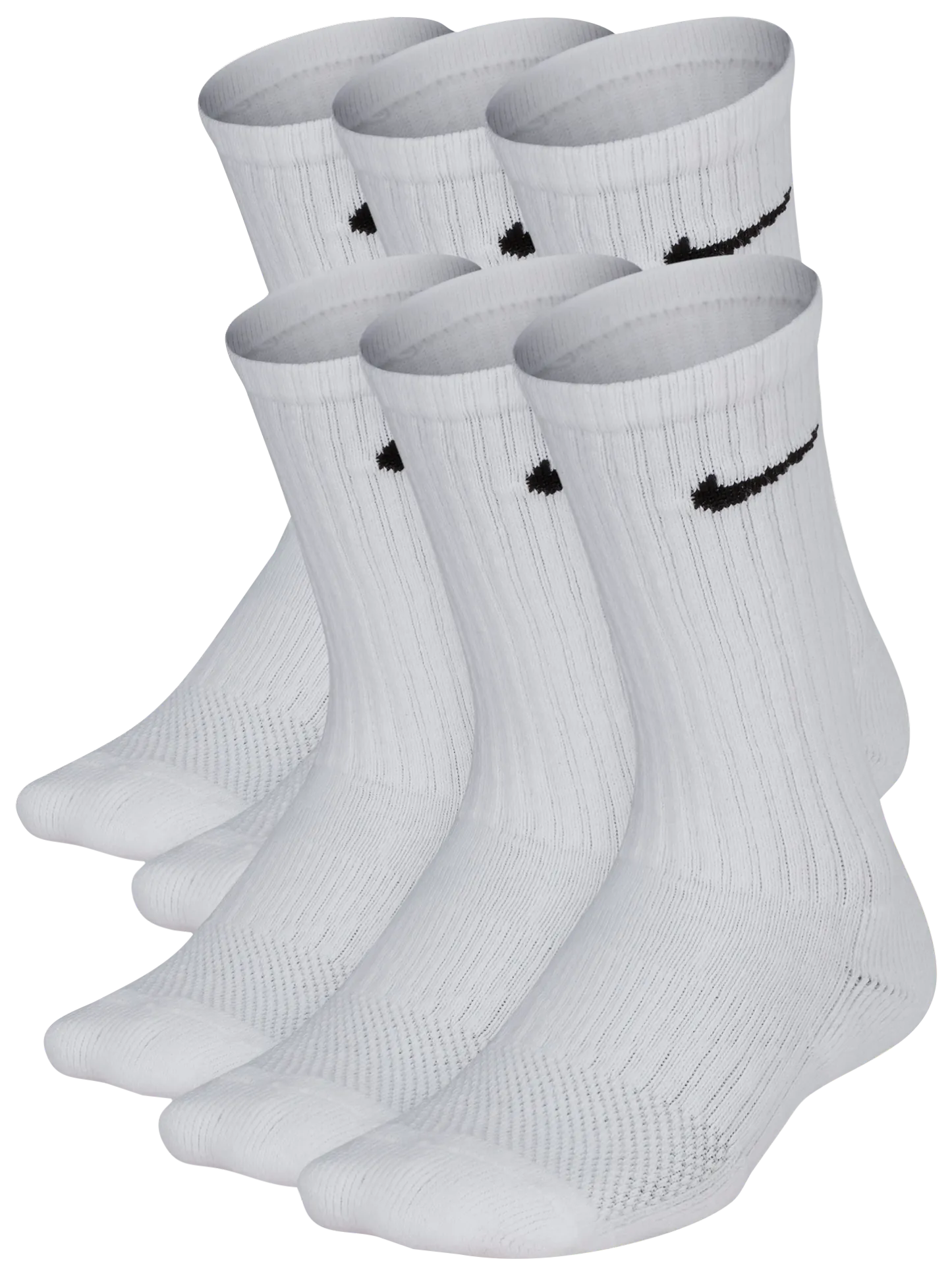 Nike 6 Pack Cushioned Crew Socks 童款 - White/Black - Image 2