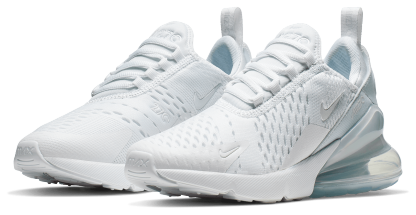 Nike Air Max 270 童款 - White/White/Metallic Silver - Image 6