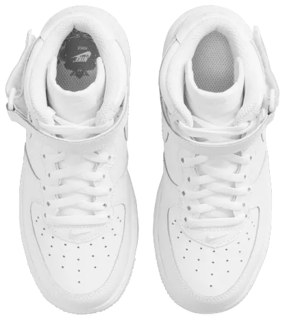Nike Air Force 1 Mid LE 童款 - White/White/White - Image 4