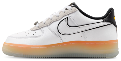Nike Air Force 1 FL2 童款 - White/Black/Orange - Image 2