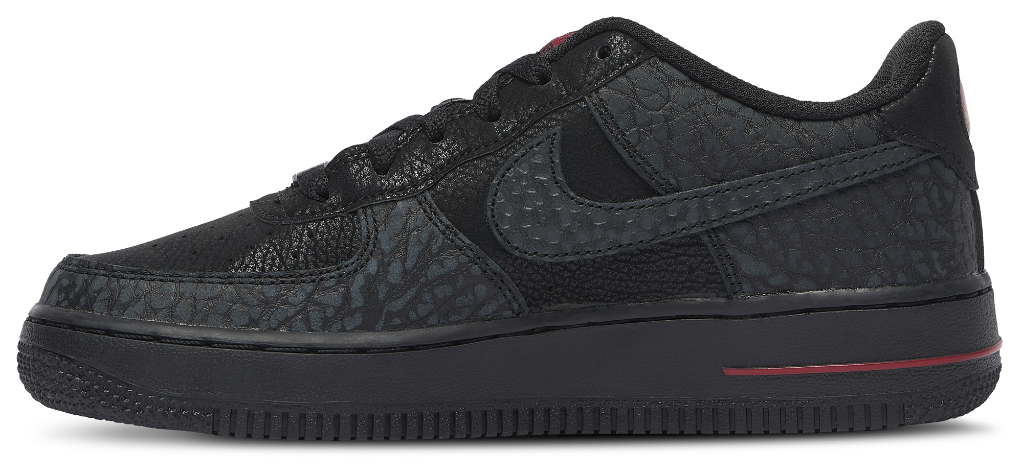 Nike Air Force 1 Low 童款 - Black/Grey/Red - Image 2