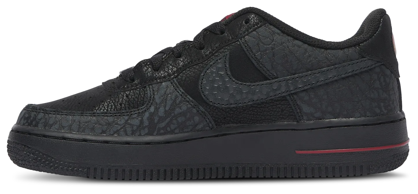 Nike Air Force 1 Low 童款 - Black/Grey/Red - Image 2