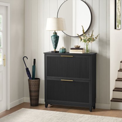 Bayside Furnishings 2-Drawer Shoe Organizer - Black finish