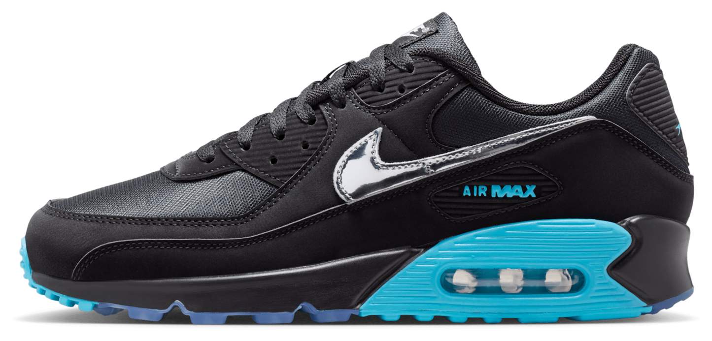 Nike Air Max 90 Premium Treble - Black/Chrome/Gamma Blue - Image 2