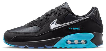 Nike Air Max 90 Premium Treble - Black/Chrome/Gamma Blue - Image 2