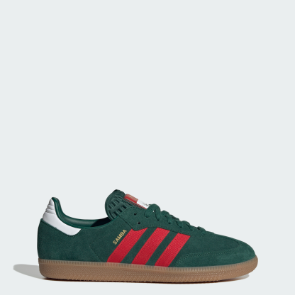 adidas Samba OG Shoes - Team Dark Green / Better Scarlet / Gum - View 1