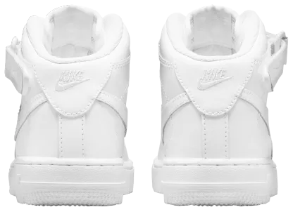 Nike Air Force 1 Mid LE 童款 - White/White/White - Image 3