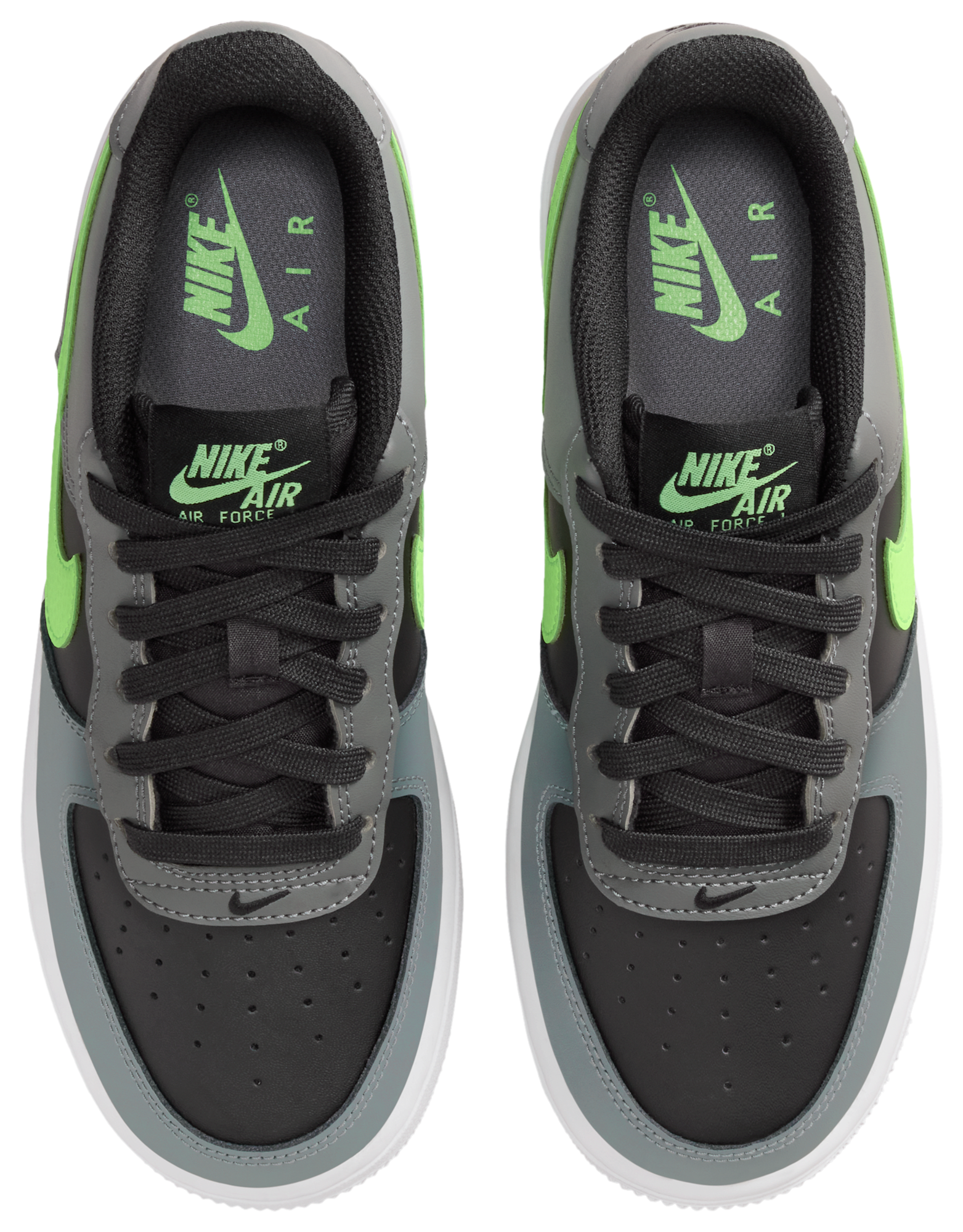 Nike Air Force 1 Low 童款 - Black/Lime Blast/Smoke Grey - Image 4