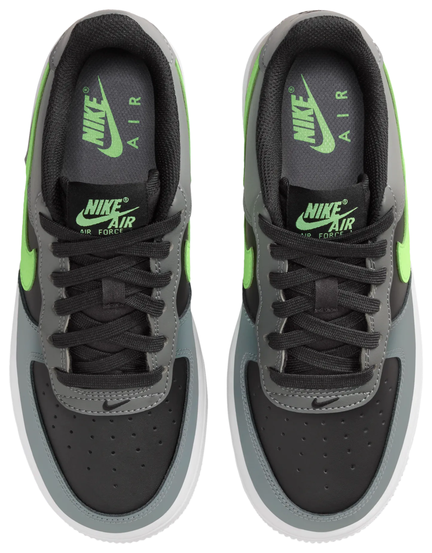Nike Air Force 1 Low 童款 - Black/Lime Blast/Smoke Grey - Image 4