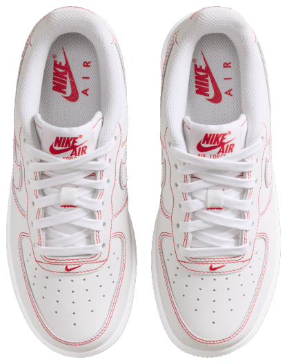 Nike Air Force 1 LV8 1 童款 - White/University Red - Image 4