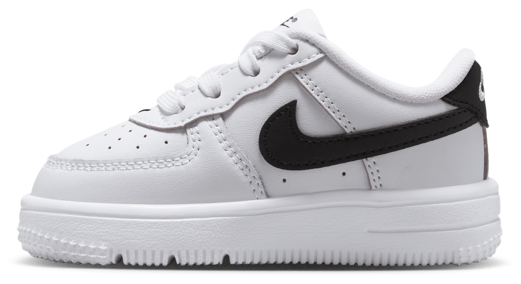 Nike Air Force 1 Low Lace 童款 - White/Black - Image 2