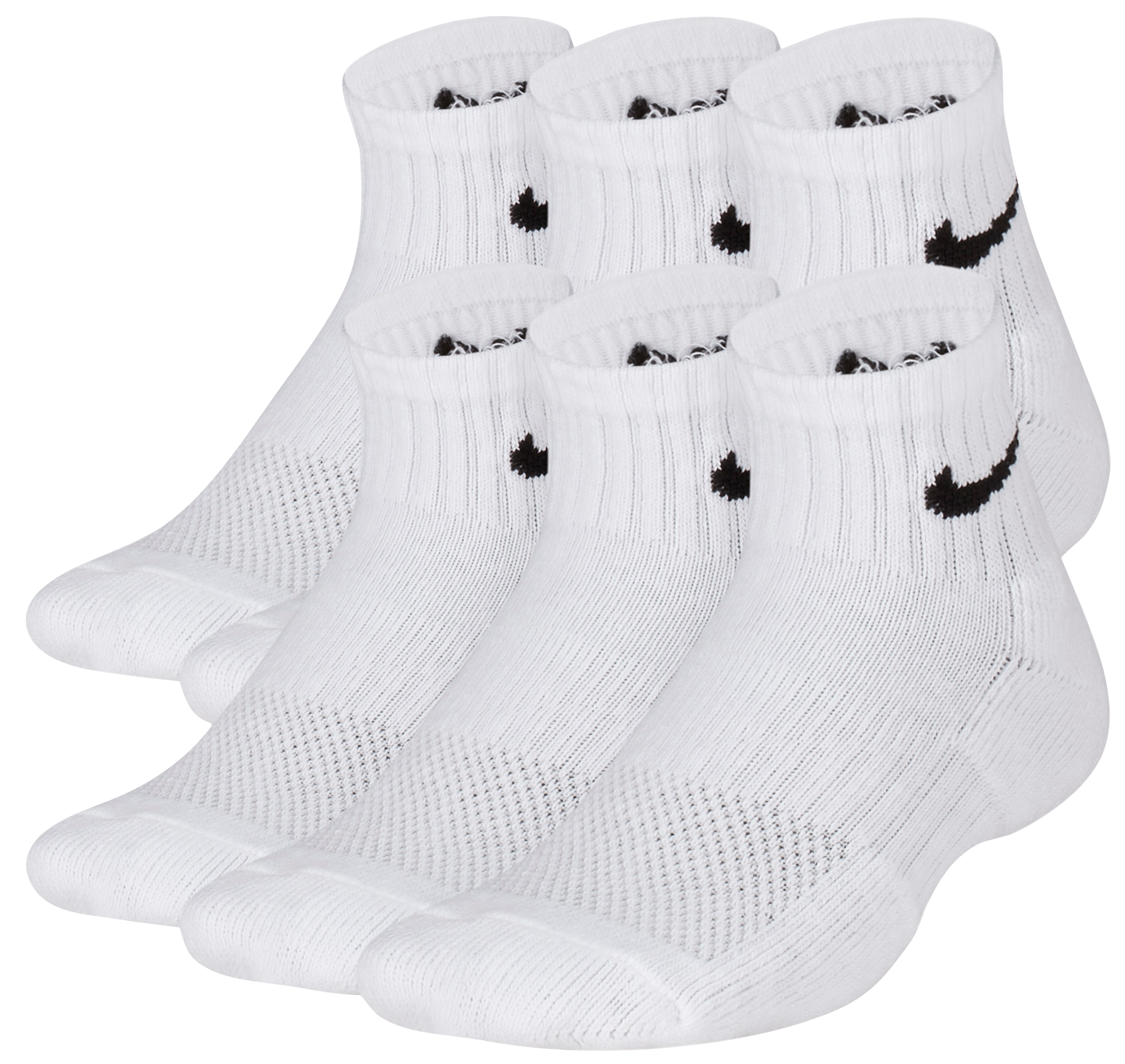 Nike 6 Pack Cushioned Quarter Socks 童款 - White/Black - Image 2