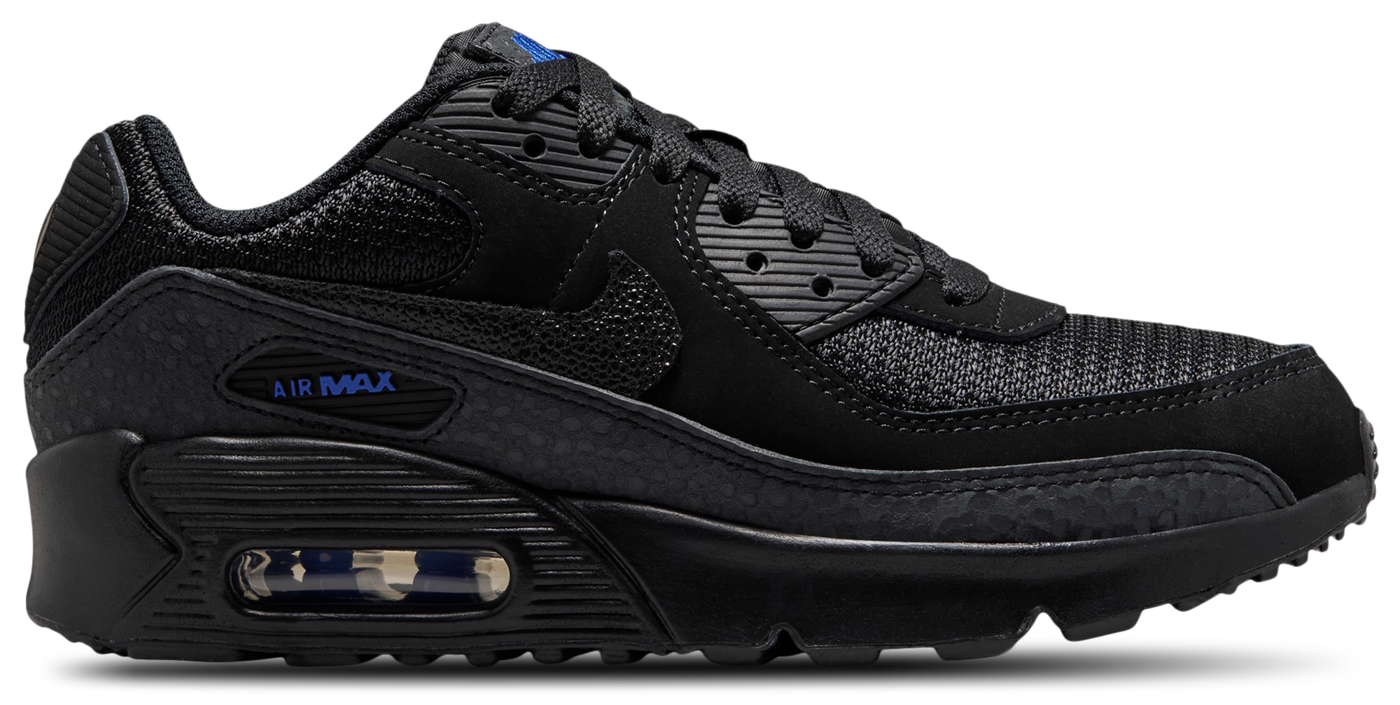 Nike Air Max 90 FL1 童款 - Black/Dk Smoke Gray/Old Royal - Image 1