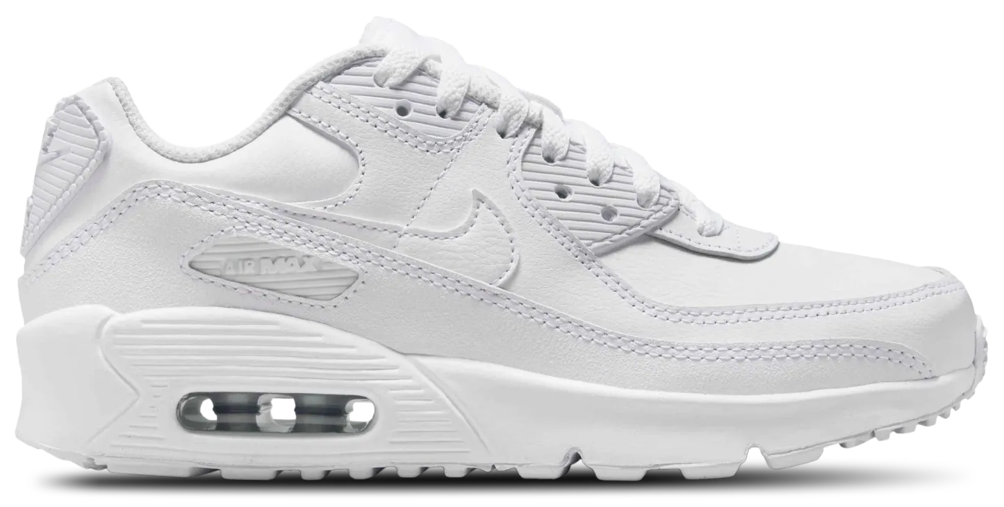 Nike Air Max 90 童款 - White/White/Metallic Silver - Image 1