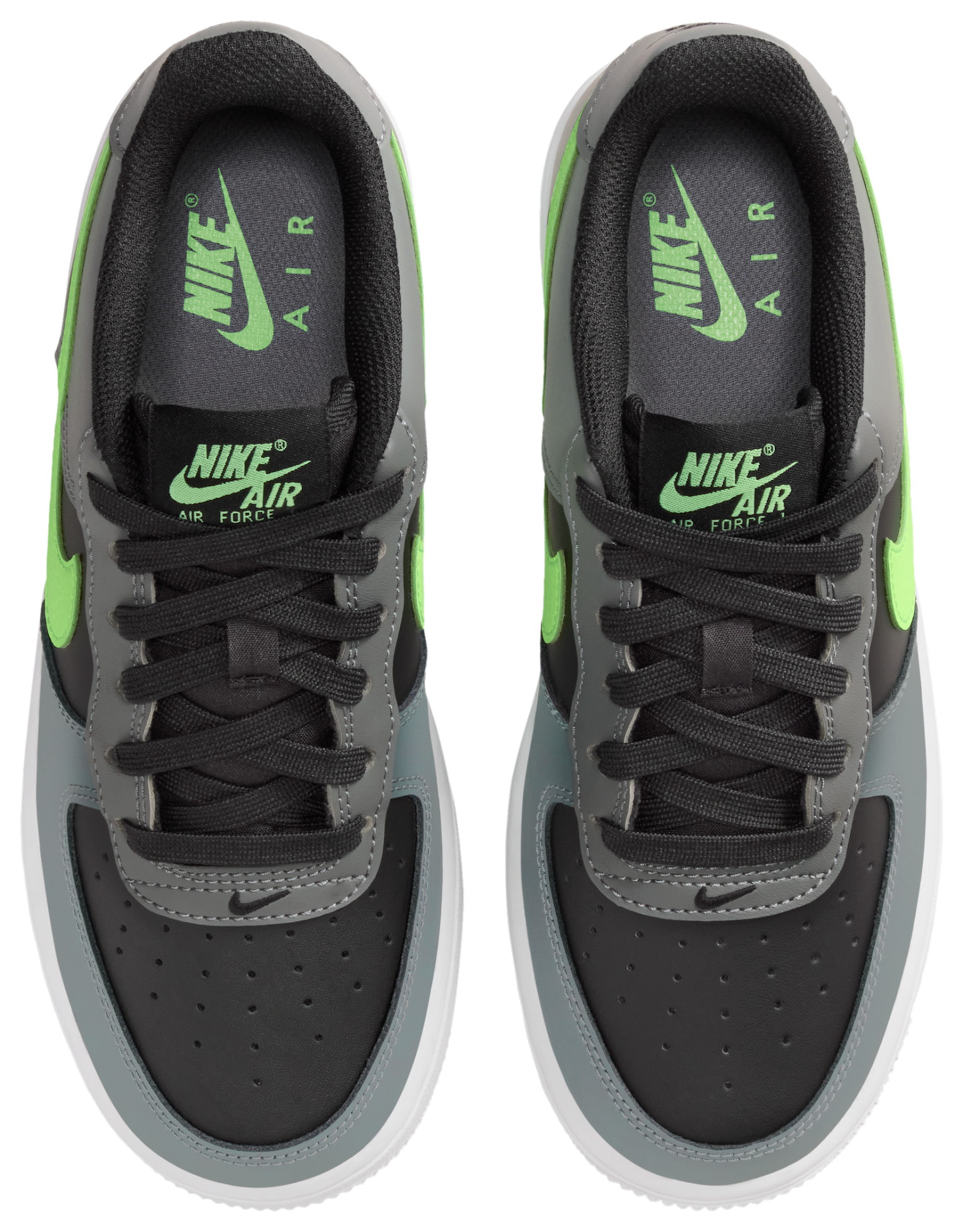 Nike Air Force 1 Low 童款 - Black/Lime Blast/Smoke Grey - Image 4