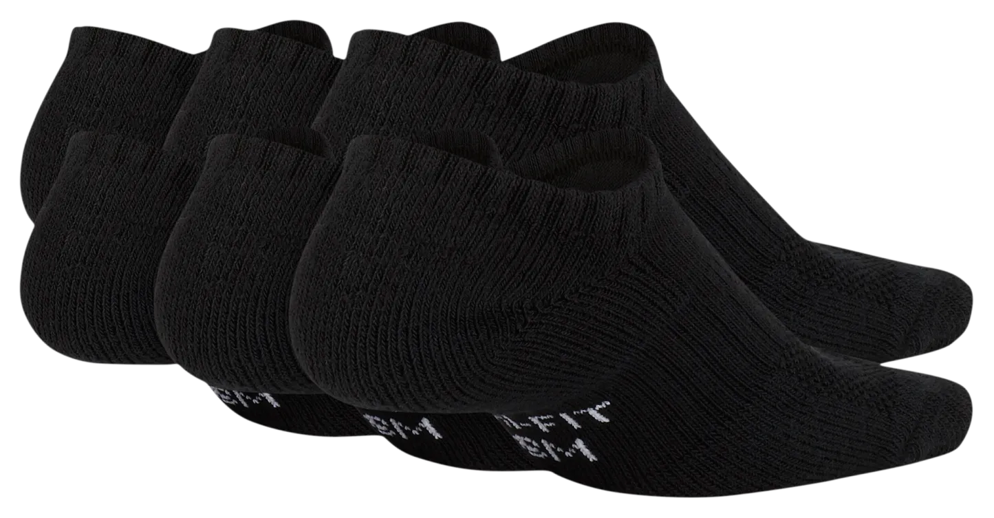 Nike 6 Pack Cushioned No-Show Socks 童款 - Black/White - Image 3