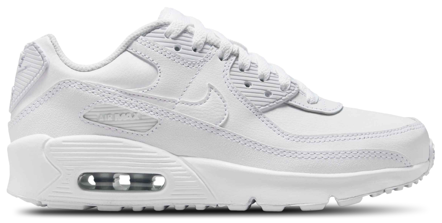 Nike Air Max 90 童款 - White/White/Metallic Silver - Image 1