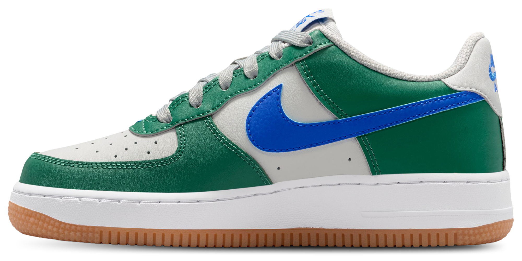 Nike Air Force 1 Low 童款 - Racer Blue/Gray Fog/Evergreen - Image 2