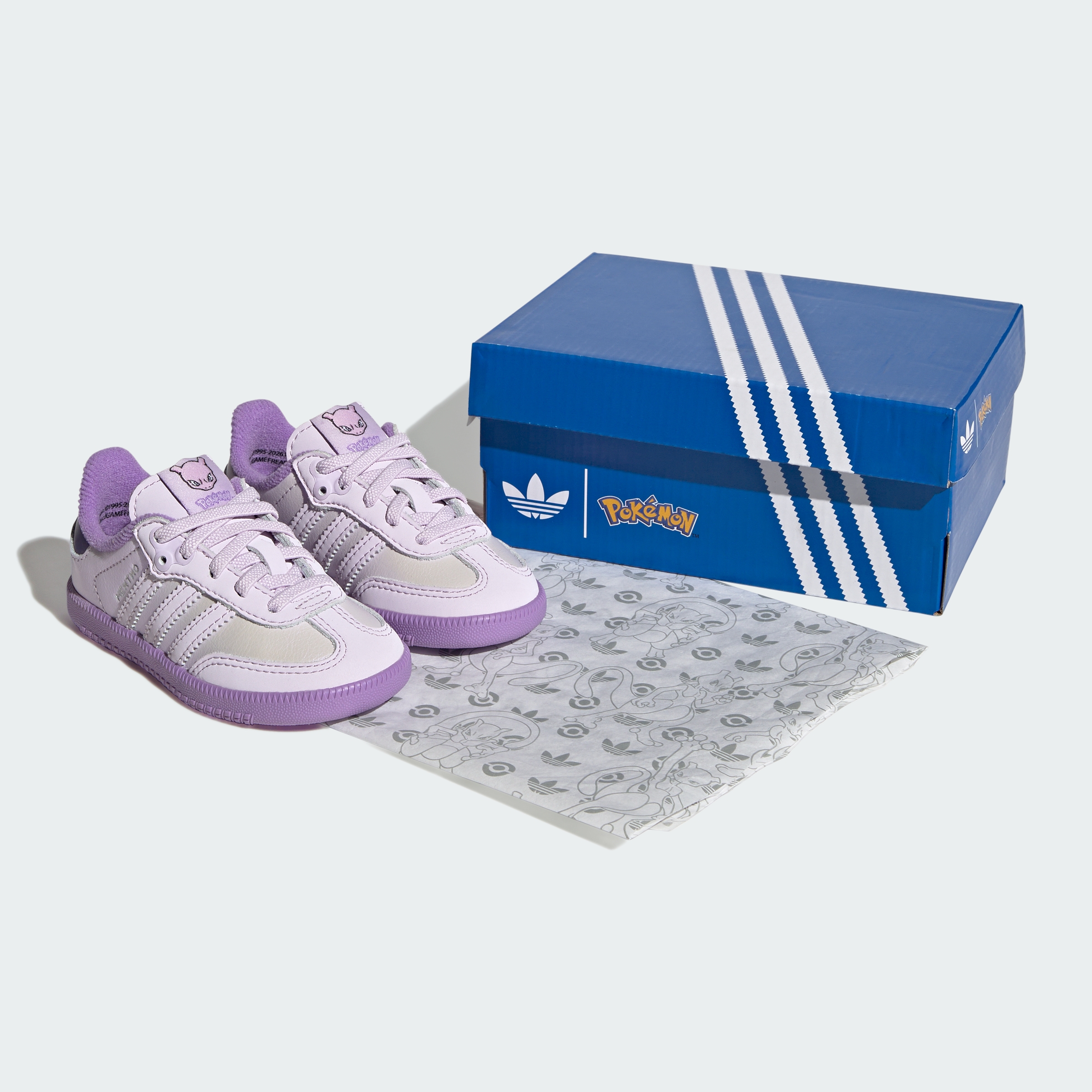 adidas ADIDAS Pokémon SAMBA OG ELASTIC LACE SHOES - Ice Lavender / Ice Lavender / Violet Fusion - View 9