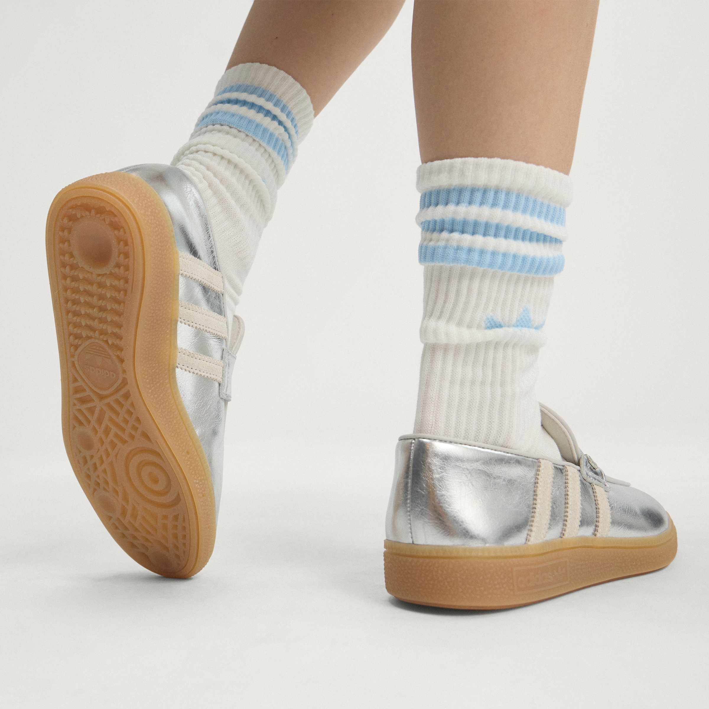 adidas HANDBALL SPEZIAL LOAFER SHOES - Silver Metallic / Off White / Grey One - View 8