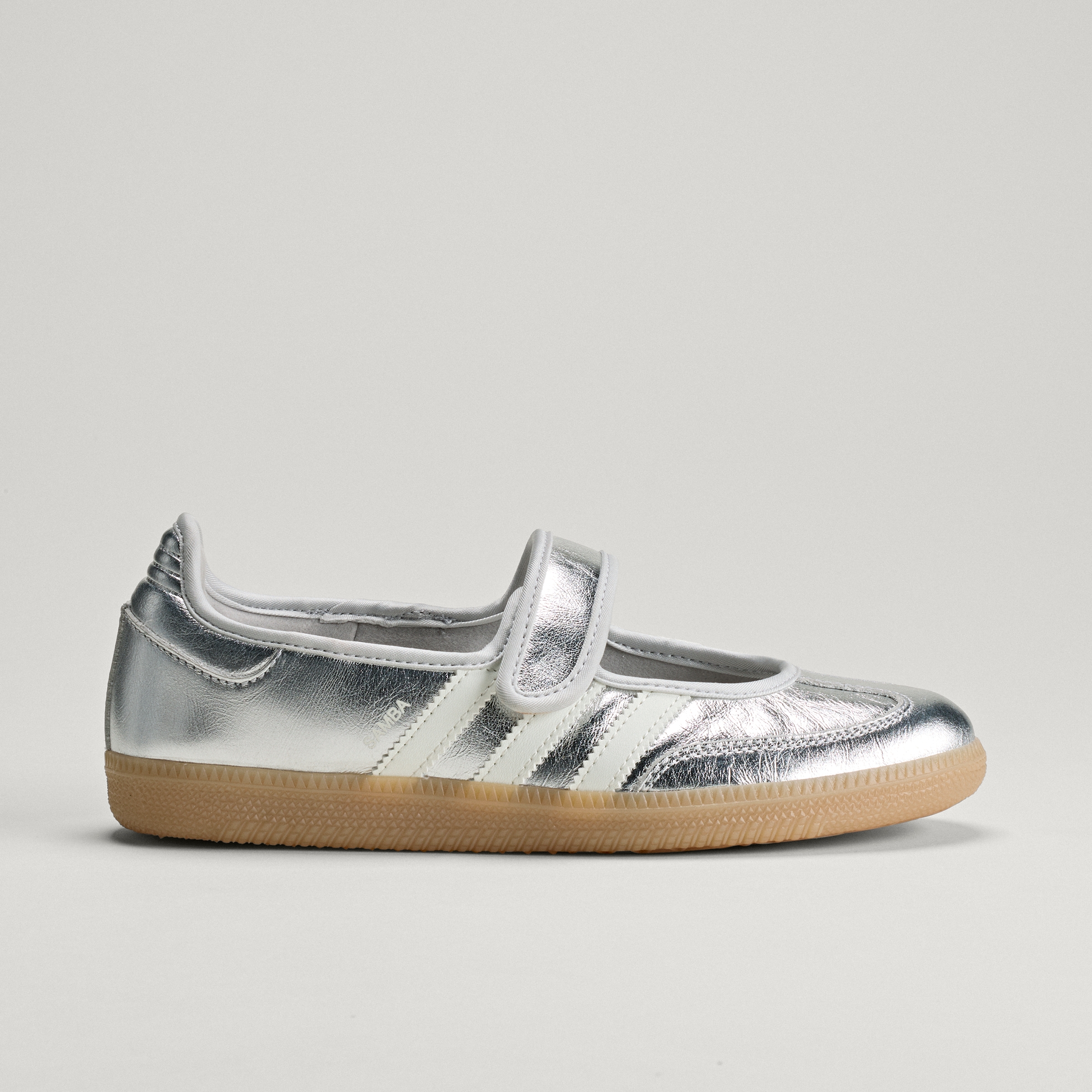 adidas SAMBA JANE SHOES - Silver Metallic / Off White / Gum - View 3