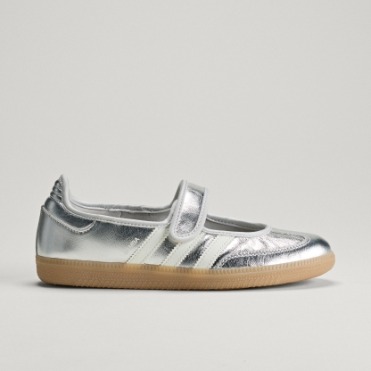 adidas SAMBA JANE SHOES - Silver Metallic / Off White / Gum - View 3