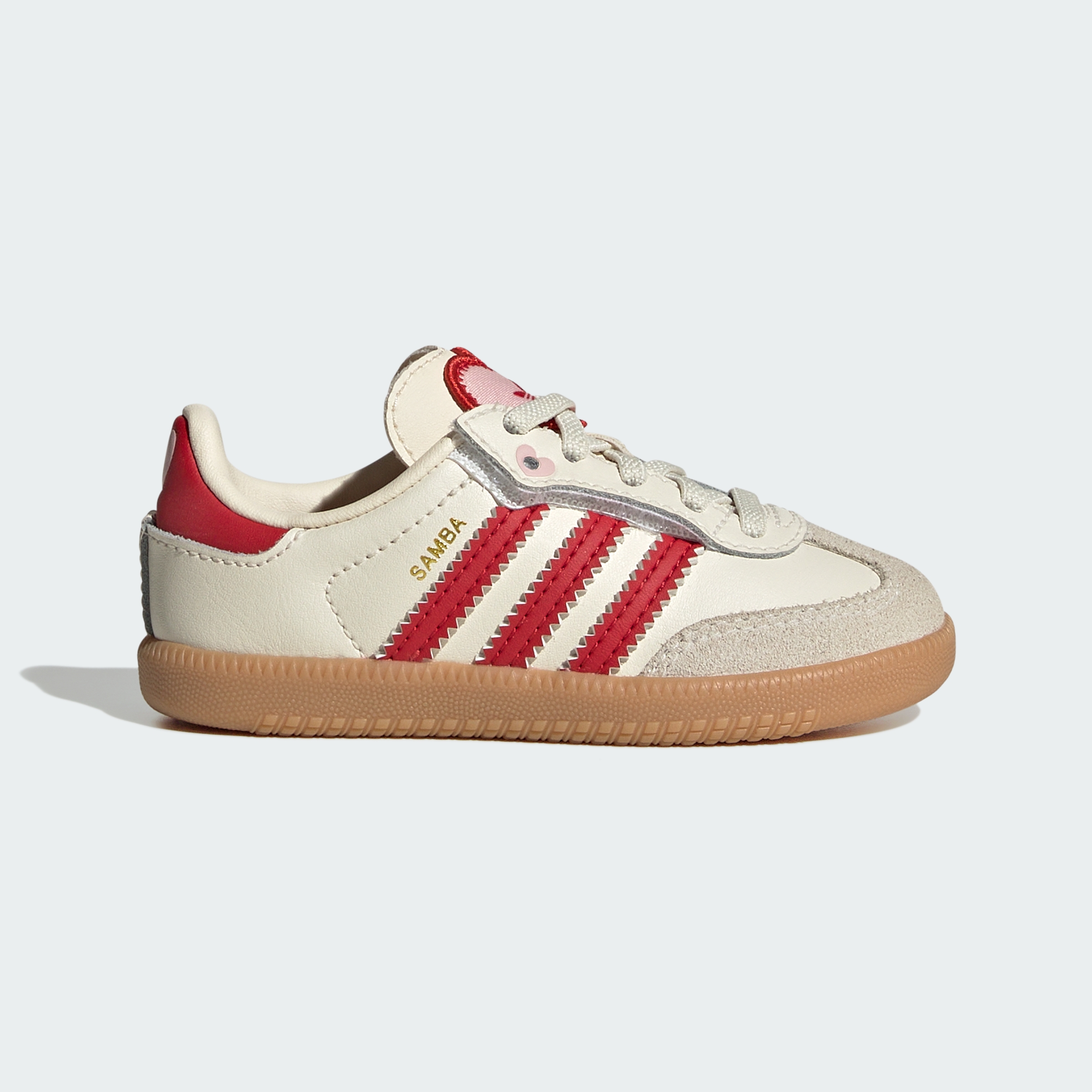 adidas SAMBA OG COMFORT CLOSURE ELASTIC LACE SHOES - Cream White / Better Scarlet / Gum - View 3