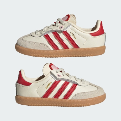 adidas SAMBA OG COMFORT CLOSURE ELASTIC LACE SHOES - Cream White / Better Scarlet / Gum - View 9