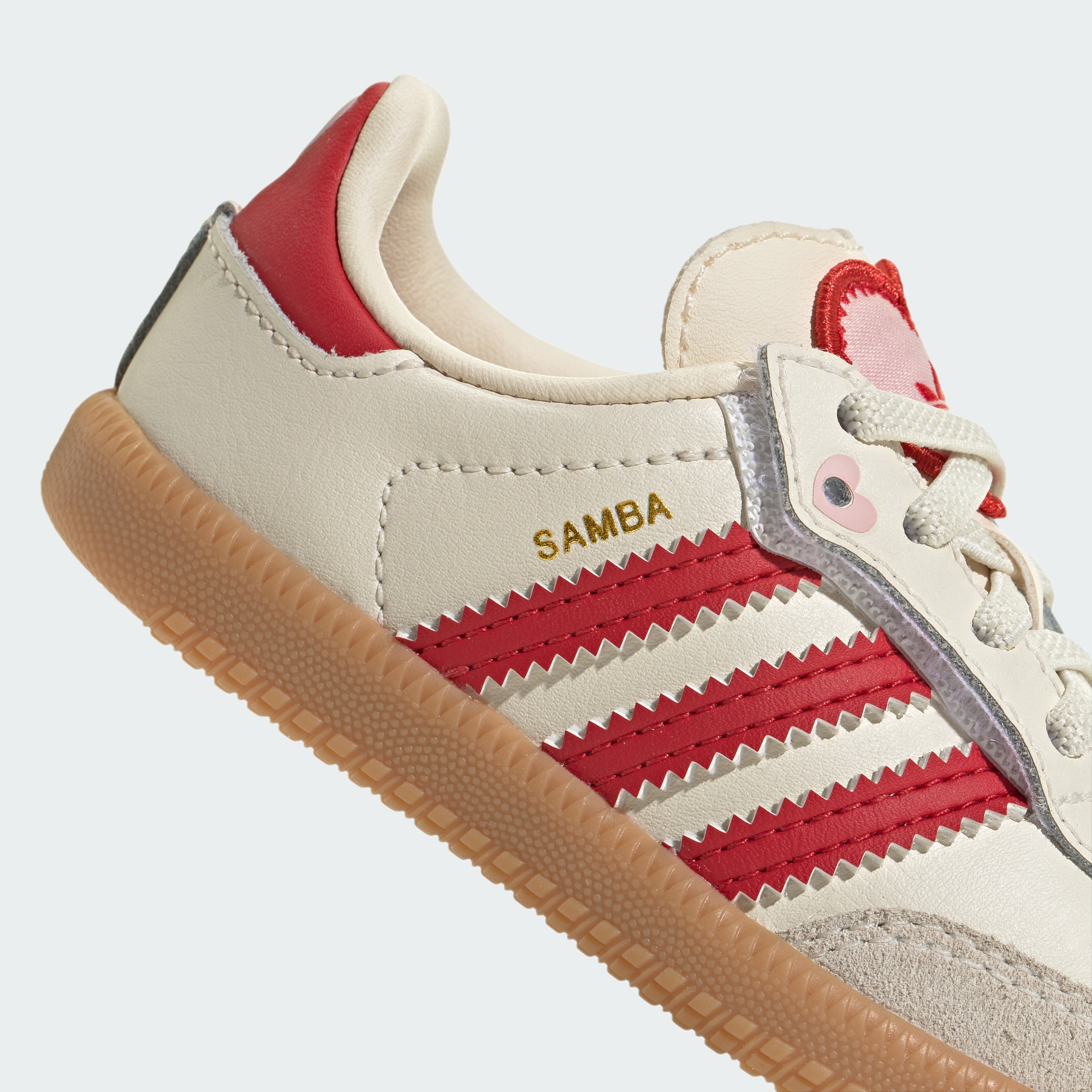 adidas SAMBA OG COMFORT CLOSURE ELASTIC LACE SHOES - Cream White / Better Scarlet / Gum - View 11