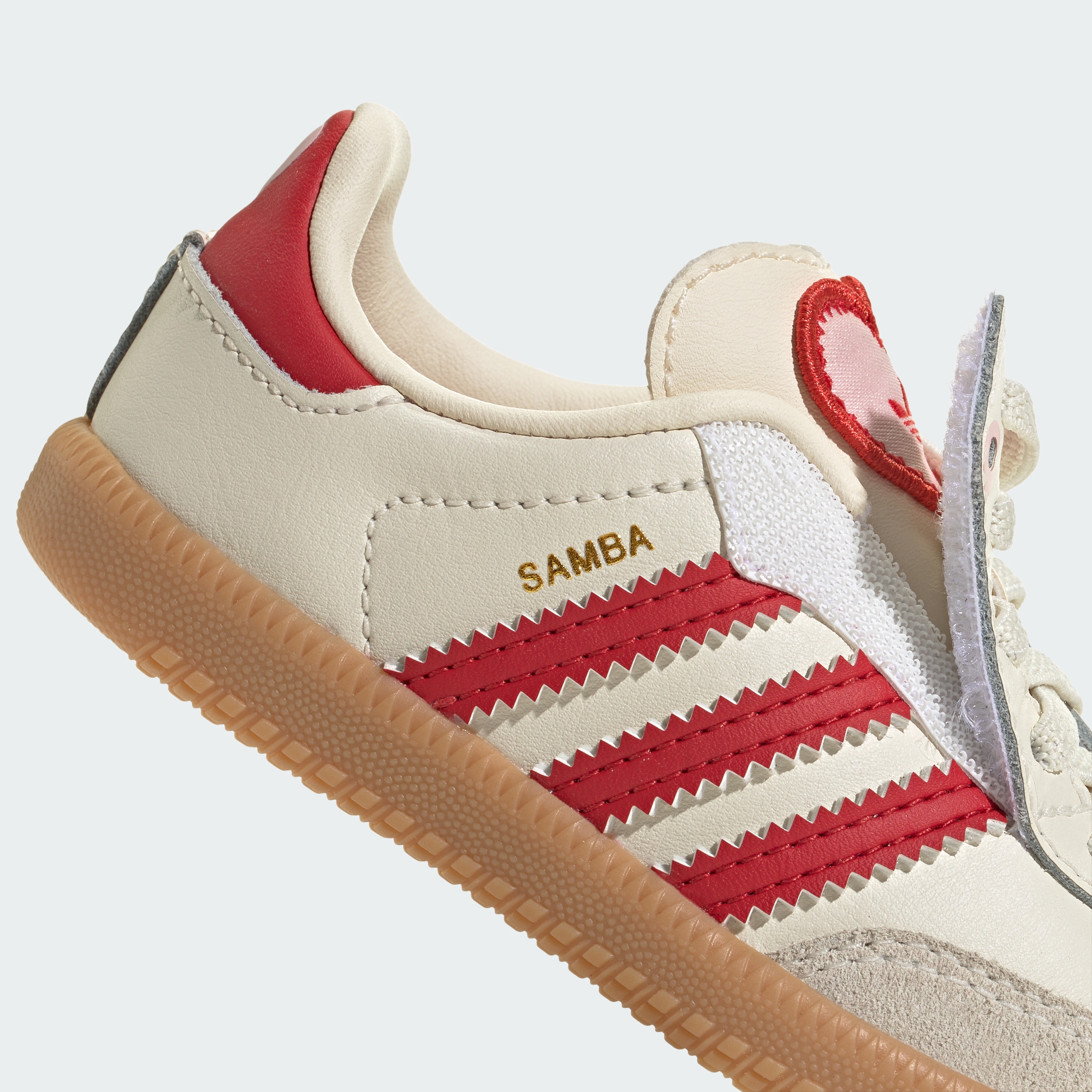adidas SAMBA OG COMFORT CLOSURE ELASTIC LACE SHOES - Cream White / Better Scarlet / Gum - View 12