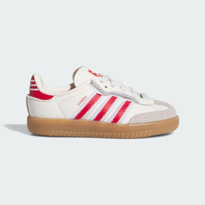 adidas SAMBA OG COMFORT CLOSURE ELASTIC LACE SHOES - Off White / Better Scarlet / Gum - View 3
