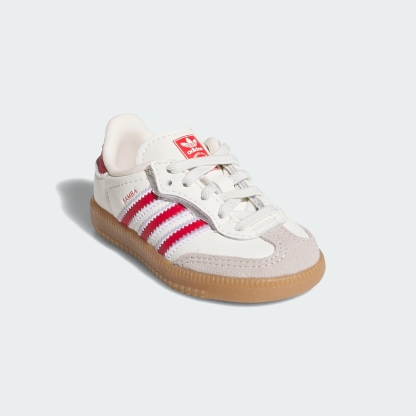 adidas SAMBA OG COMFORT CLOSURE ELASTIC LACE SHOES - Off White / Better Scarlet / Gum - View 5