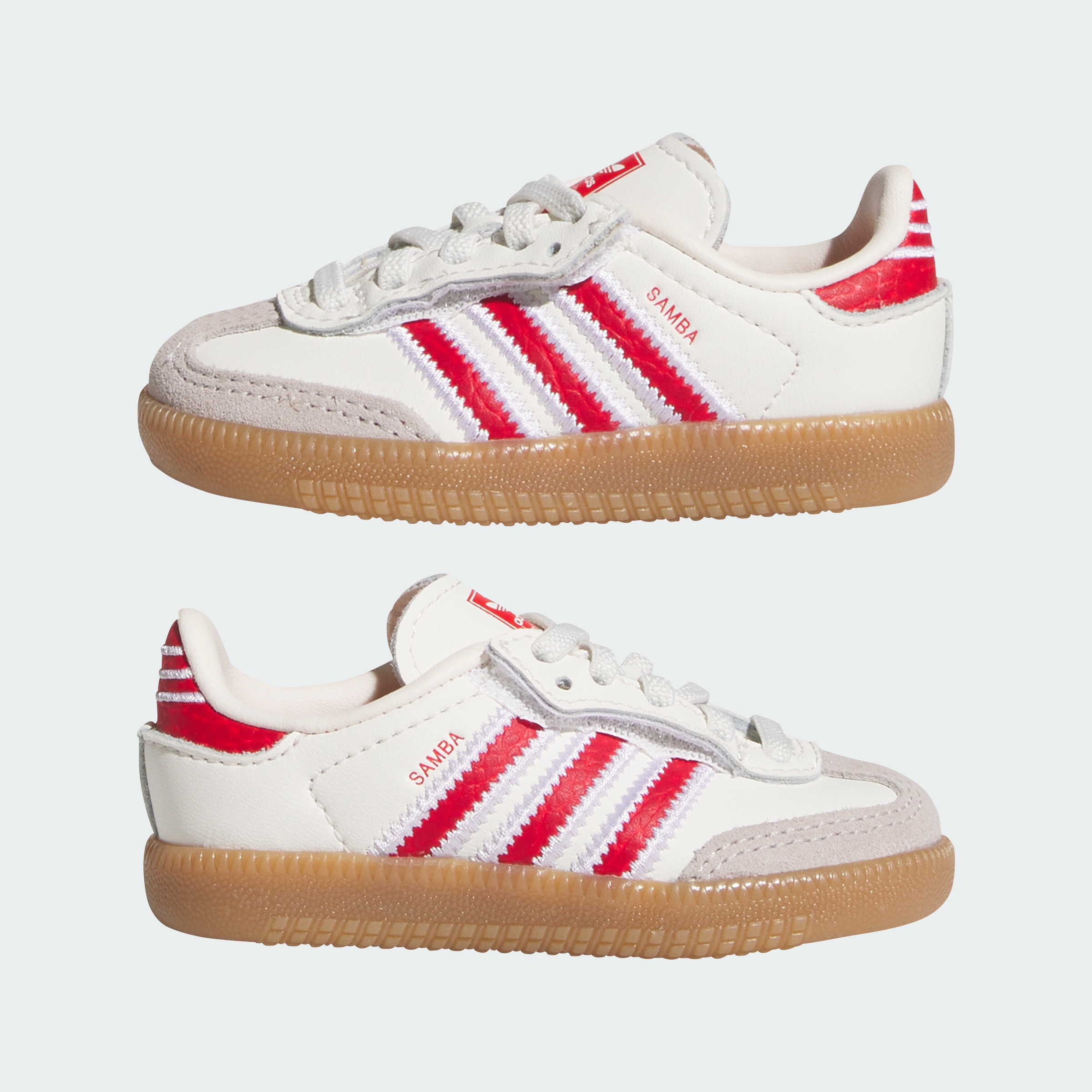adidas SAMBA OG COMFORT CLOSURE ELASTIC LACE SHOES - Off White / Better Scarlet / Gum - View 8
