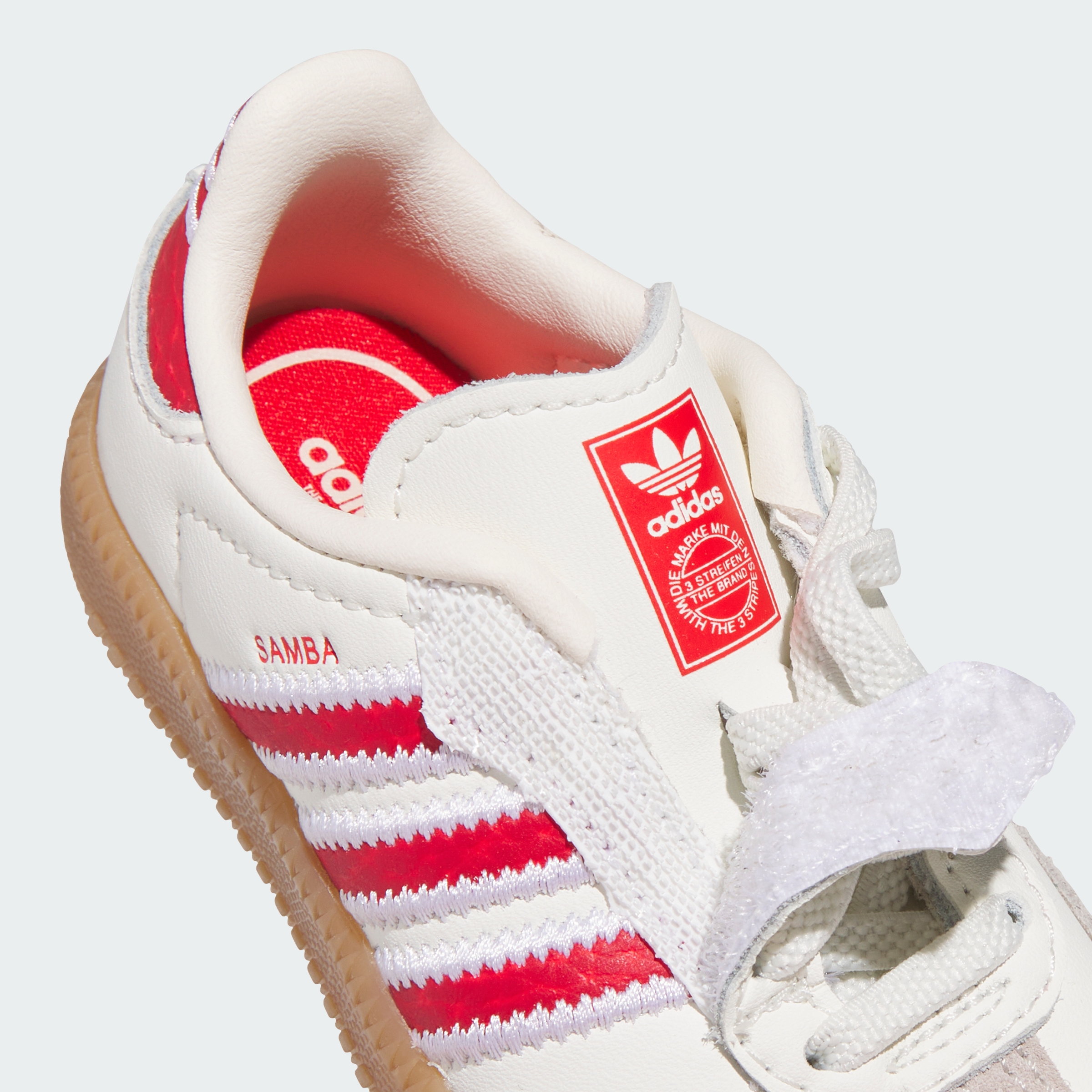 adidas SAMBA OG COMFORT CLOSURE ELASTIC LACE SHOES - Off White / Better Scarlet / Gum - View 10