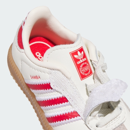 adidas SAMBA OG COMFORT CLOSURE ELASTIC LACE SHOES - Off White / Better Scarlet / Gum - View 10