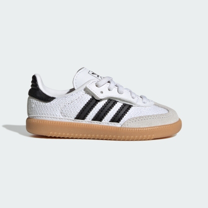 adidas SAMBA OG COMFORT CLOSURE ELASTIC LACE SHOES - Cloud White / Core Black / Grey One - View 3