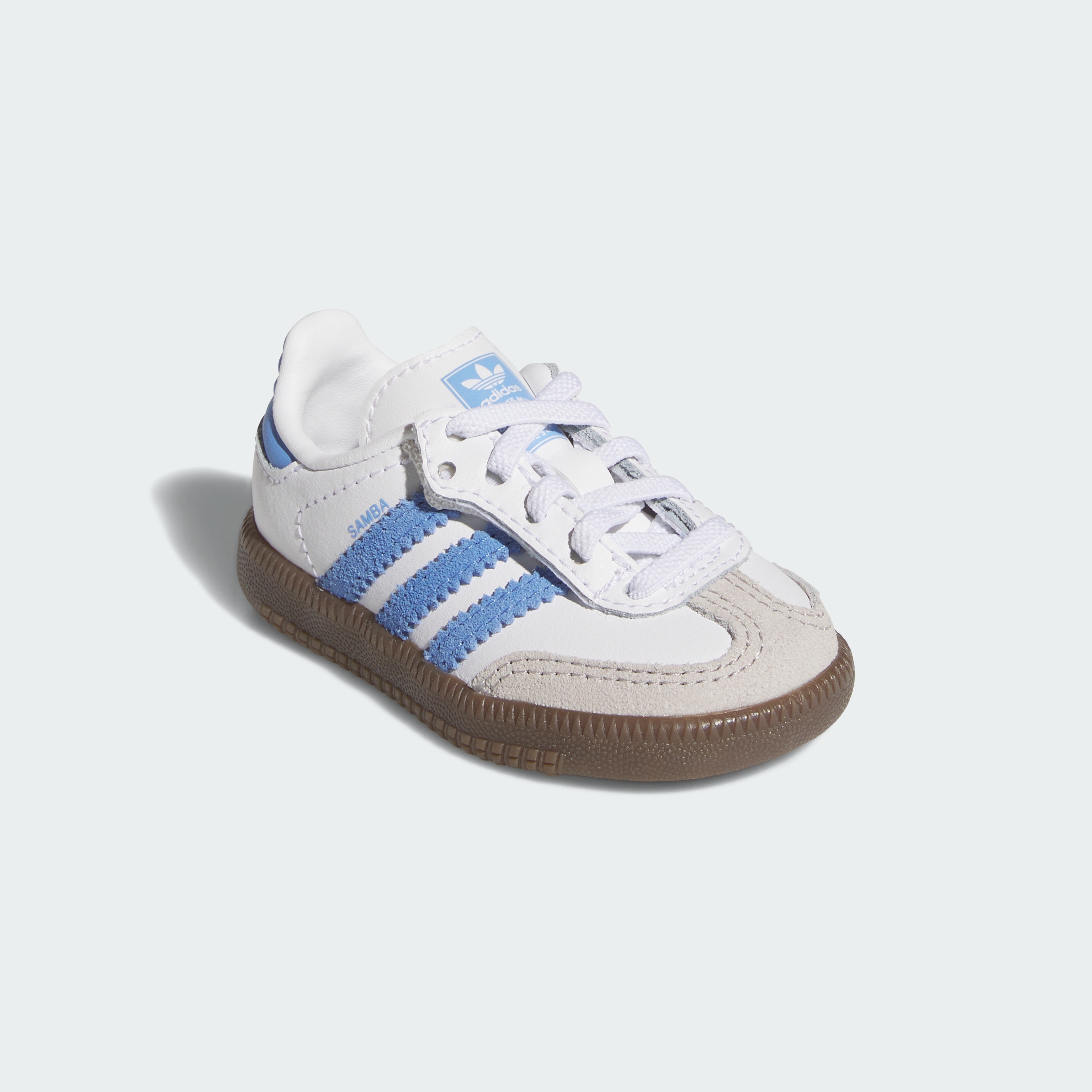 adidas SAMBA OG COMFORT CLOSURE ELASTIC LACE SHOES - Cloud White / Blue Fusion / Gum - View 5